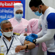A member of Suez Canal captains receives a Covid-19 vaccine in Ismailia in April.